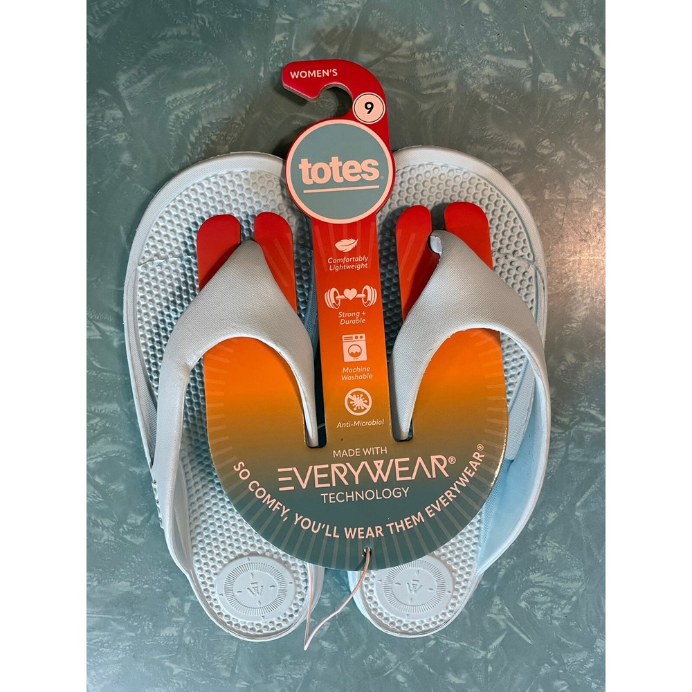 Totes Everywear Women Beach Sandal Slip on Thong Light Blue Size 9 New w/ Tags